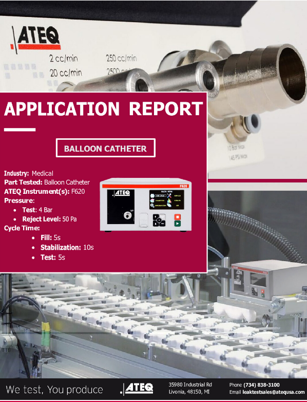 Screenshot of the Balloon Catheter application report