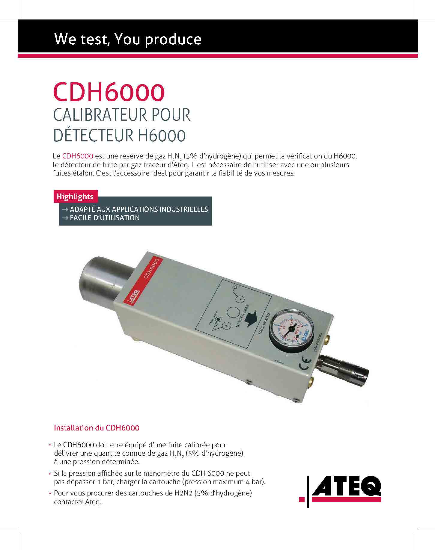 Screenshot of page 1 from ATEQ CDH6000 brochure French Canadian version