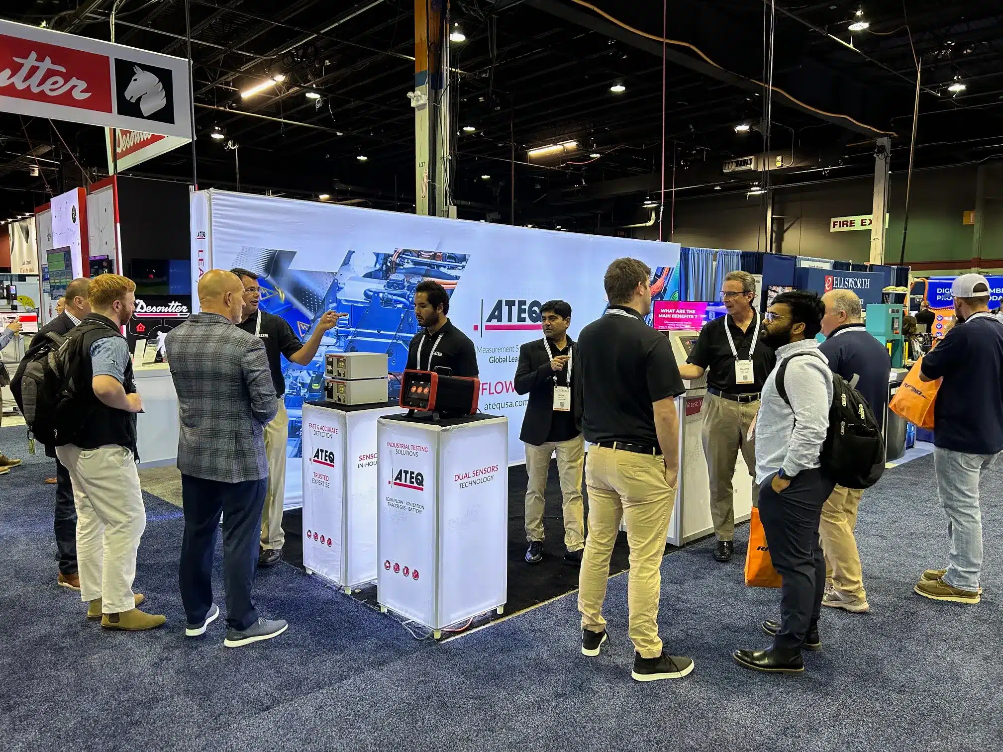 ATEQ booth at Assembly Show with sales team and customers