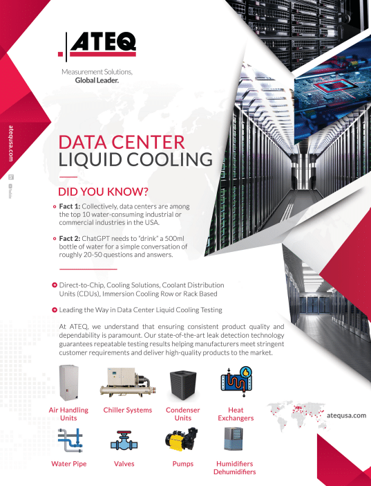 Screenshot of page from ATEQ data center leak testing brochure