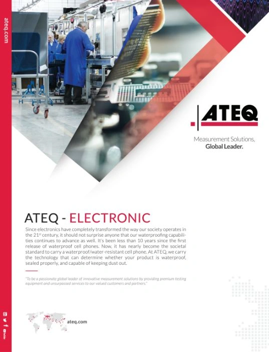 Screenshot of page from ATEQ electronics leak testing brochure