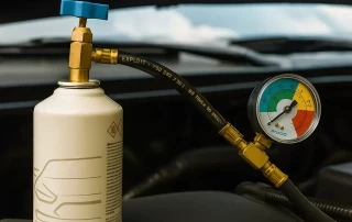 A DIY refrigerant canister connected to a vehicle
