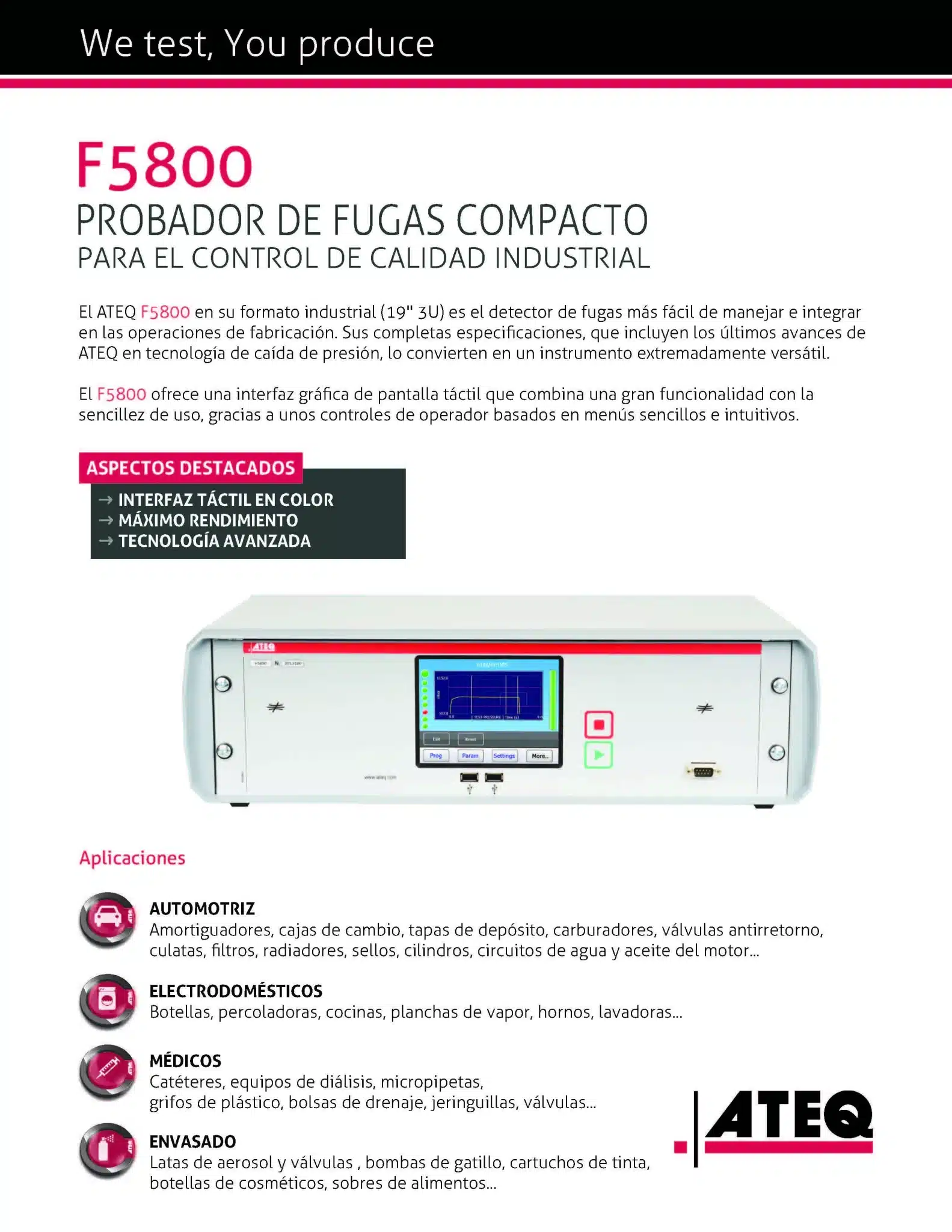 Captura de pantalla del folleto ATEQ F5800, página 1